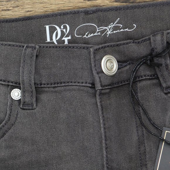 NWT DG2 By Diane Gilman Virtual Stretch Metallic Side Stripe Skinny Jeans 6 Gray - Picture 4 of 8